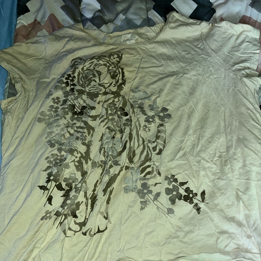 Just My Size Beige Tiger Print Tee